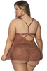 Plus Size Flyaway Caramel Babydoll and Thong Set