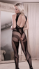 Cross Faded High Neck Crotchless Bodystocking