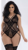 Plus Size Strappy Black Lace and Mesh Teddy