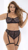 Plus Size Two Tone Floral Lace Bra Set