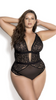 Plus Size Black Teddy with Heart Open Back