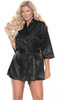 Plus Size Black Charmeuse Kimono Style Robe