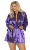 Plus Size Purple Charmeuse Kimono Style Robe