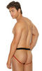 Men's Black Fishnet Jock Strap with Red Trim