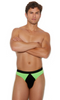 Men's Black and Neon Green Lycra Thong