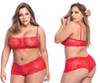 Plus Size Red Lace Bralette and Panty Set