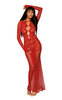 Red Floral Lace Pattern Bodystocking Gown