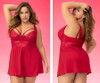 Plus Size Lovely Red Lace Babydoll