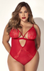 Plus Size Gorgeous Red Lace Teddy with Cutouts