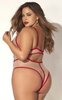 Plus Size Nude Bodysuit with Red Trim