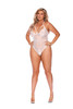 Plus Size White Lace Slip On Crotchless Teddiette