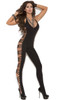 Deep V Black Opaque Bodystocking