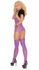 Purple Halter Neck Suspender Bodystocking