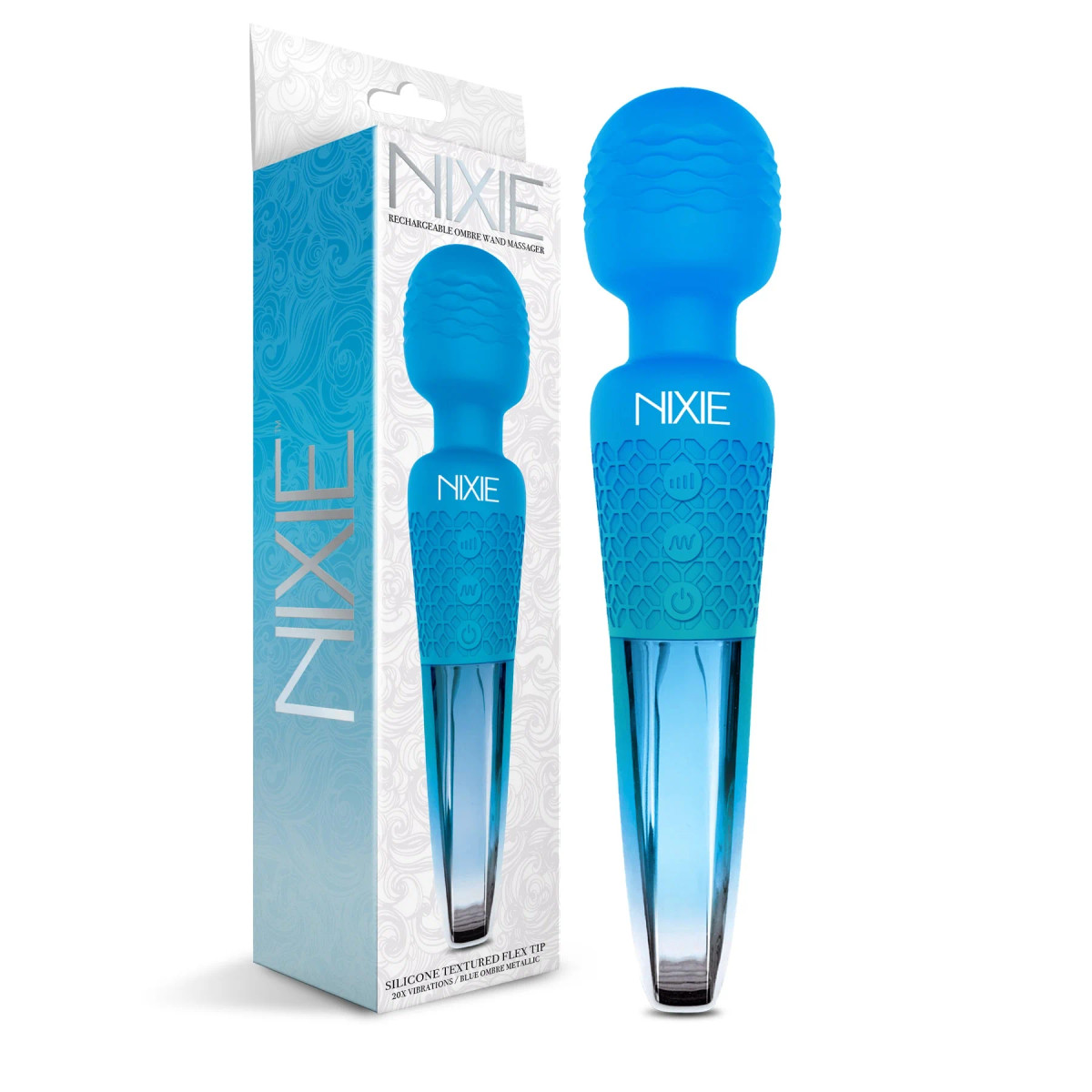 Nixie Rechargeable Blue Ombre Metallic Wand Massager