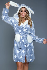 Adorable Dusty Blue and Ivory Heart Robe