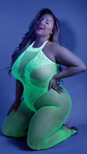 Plus Size Moonbeam Neon Green Bodystocking