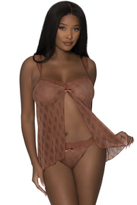 Flyaway Caramel Babydoll and Thong Set