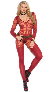 Geometric Burgundy Bodystocking