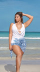 Plus Size Seashore Print Cowl Neckline Cover Up Dress