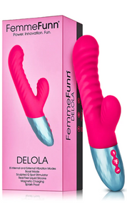 Delola Dual Density Rabbit Ribbed Dildo Pink Vibrator