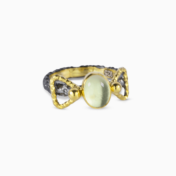 Bowtie Ring 7,5 - Yellow Moonstone