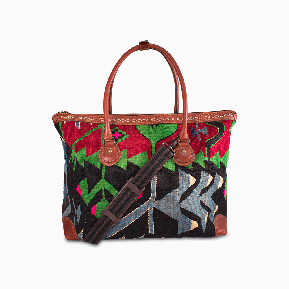 leather kilim travel bag