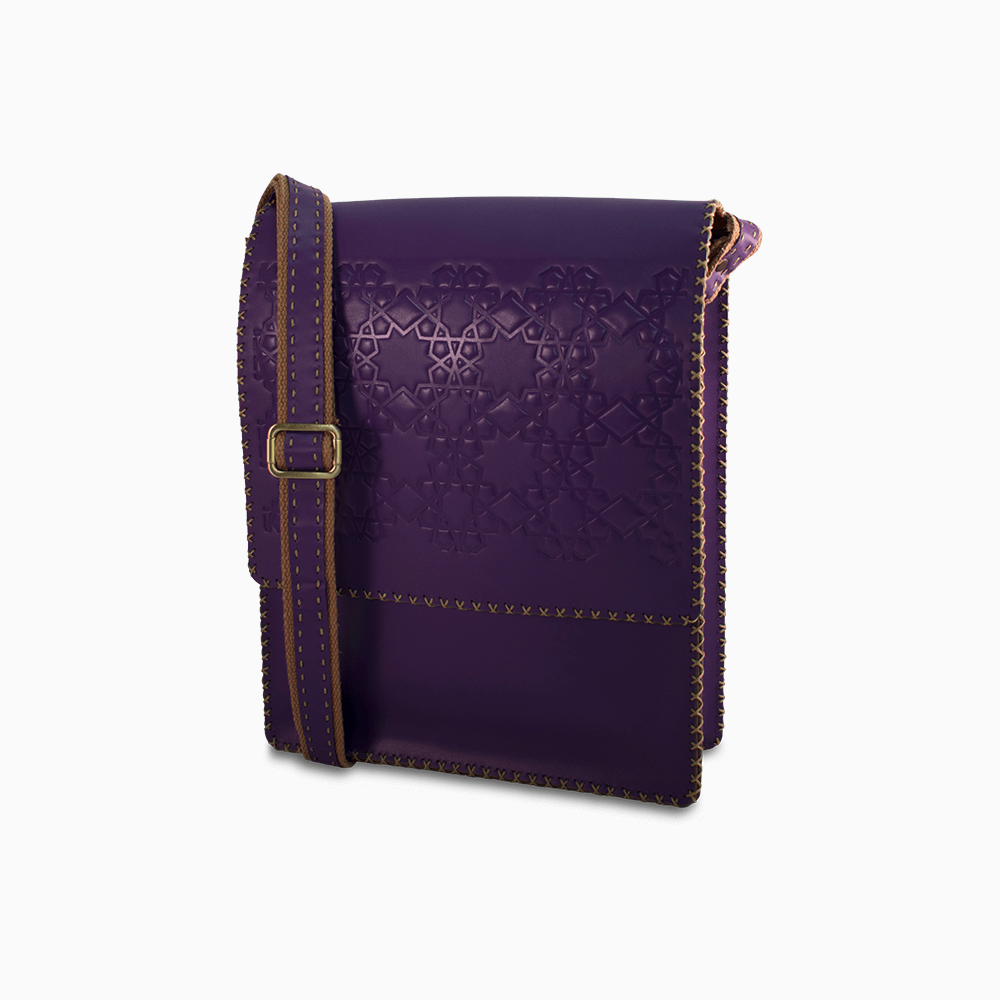 purple messenger bag
