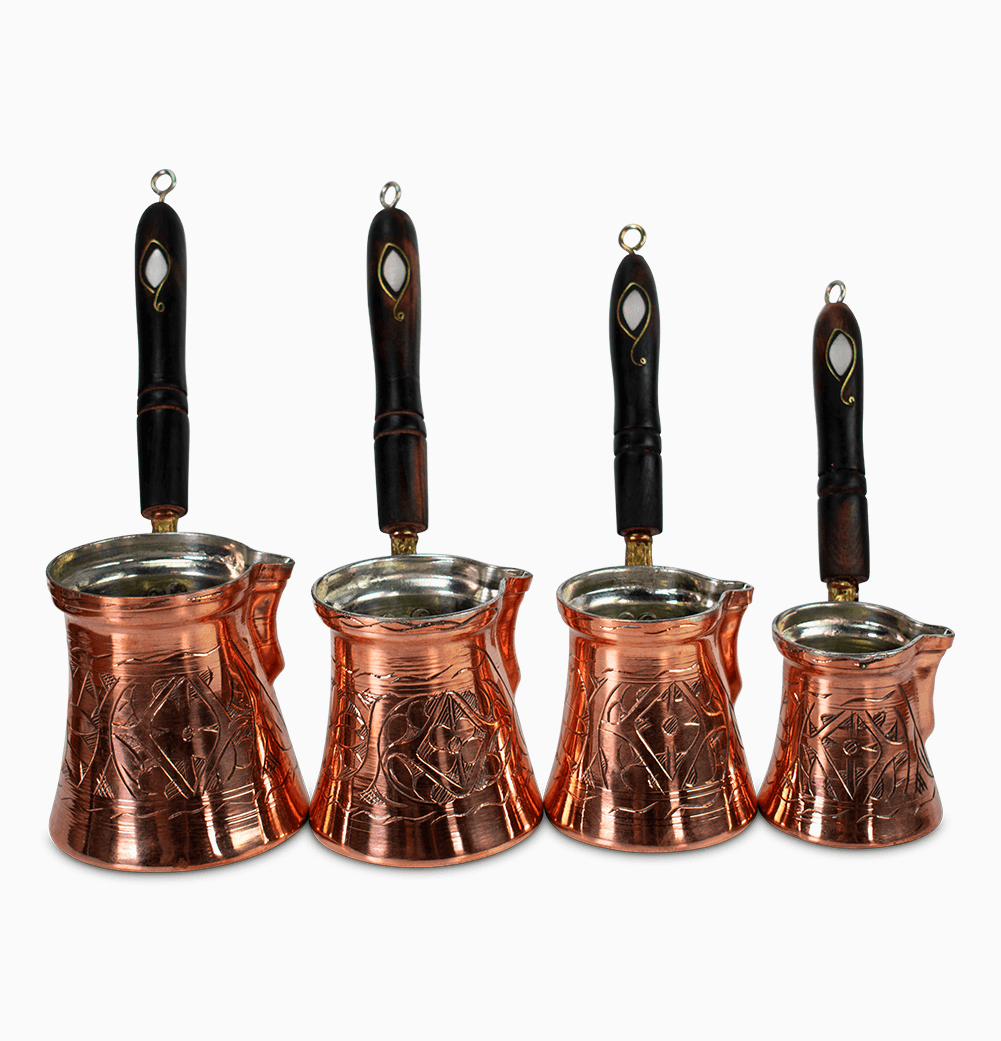Turkish Coffee Set of 2, Coffee Cup Set 2, Coffee Serving Set, Copper Coffee  Pot