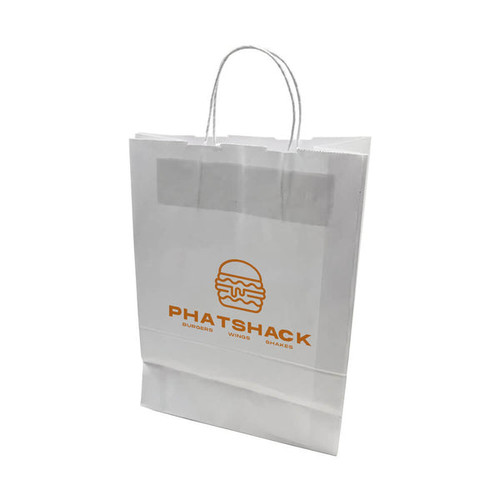 White Twist Handle Printed Paper Bags - Digital Print 250x120x350mm White Twist Handle Printed Paper Bags - Digital Print 250x120x350mm