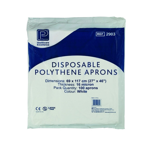 Disposable Apron Flat Pack White 27x42" (Pack 100) Disposable Apron Flat Pack White 27x42" (Pack 100)