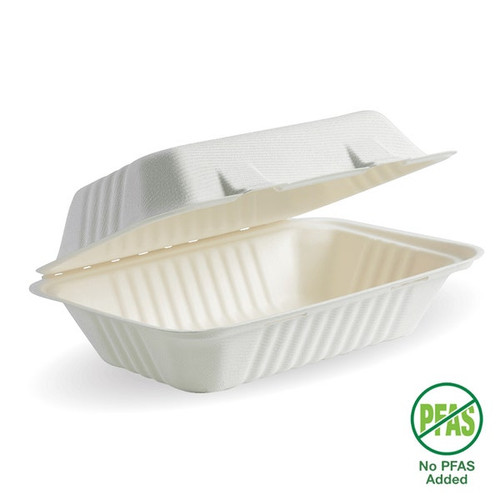 23x15x8cm / 9x6x3" White Plant Fibre Clamshell