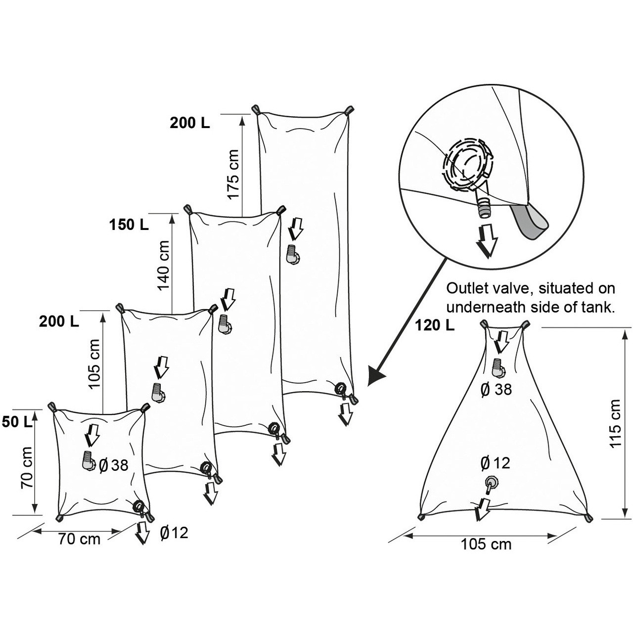 Heavy Duty Flexible Drinking Water Tank 50L