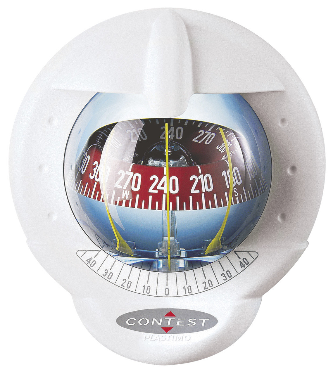 Contest 101 Sailboat Compass White, Red Card for Inclined Bulkheads