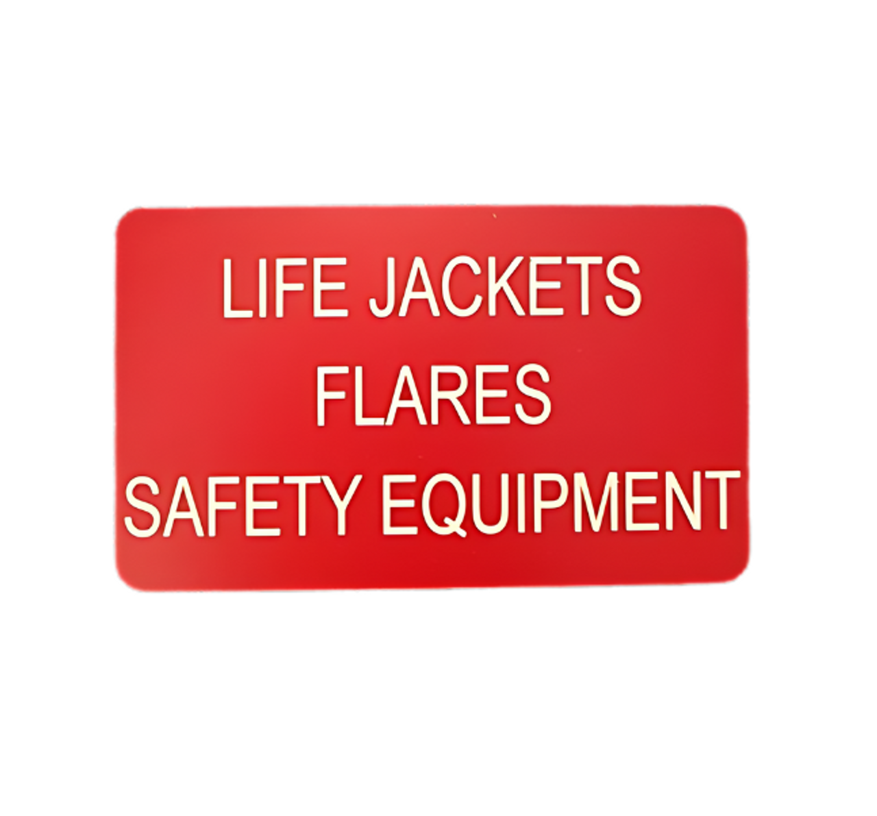 Label 'Life Jackets, Flares, Safety Equipment'
