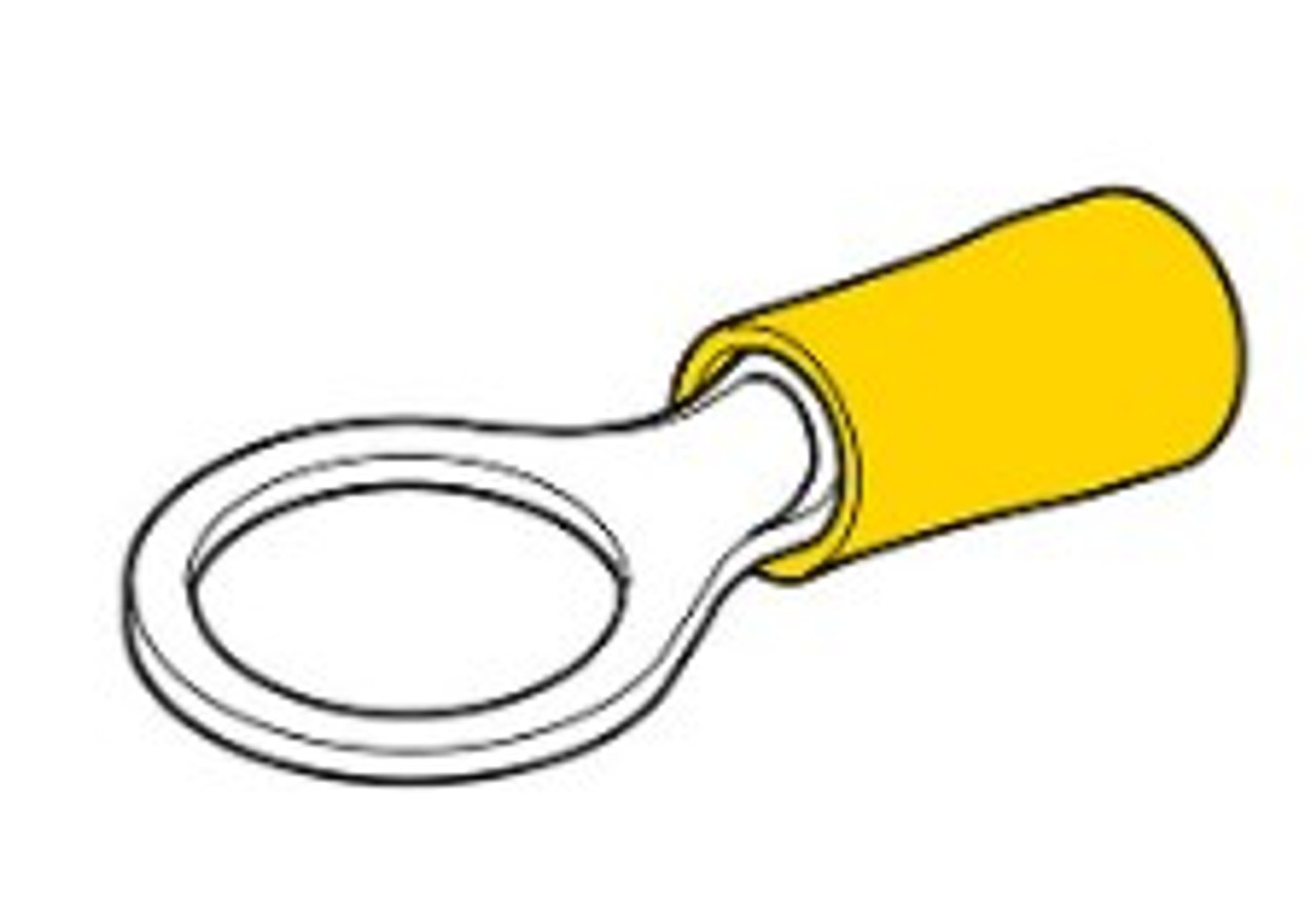 Crimp Terminal Ring Yellow 9.5mm