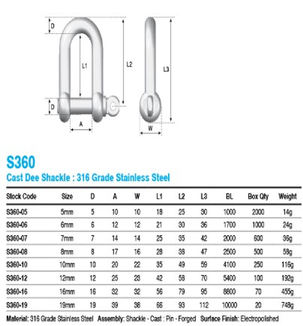 Shackle Cast D 16mm