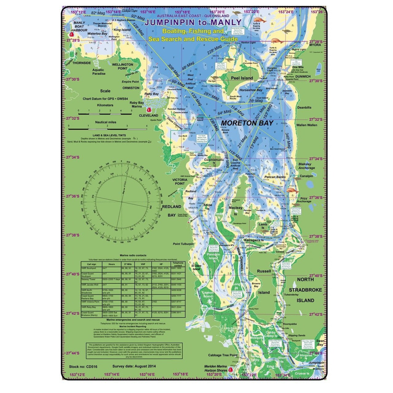 Chart Laminated Mini Boating Guide Gold Coast Manly
