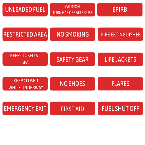 Standard Assorted Marine Safety Labels | (100mm x 30mm)