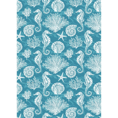 Seahorse Coral Shell Tea Towel