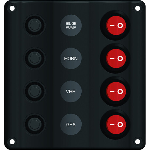 Wave Design Switch Panel with Circuit Breaker - 4 switches