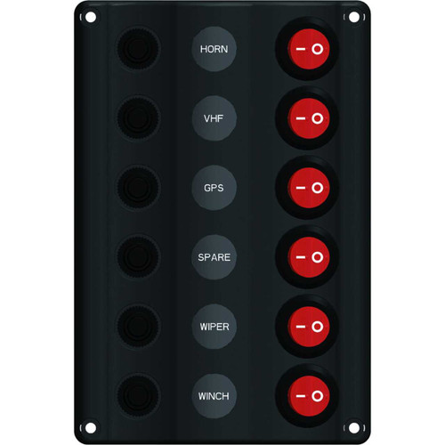 Wave Design Switch Panel with Circuit Breaker - 6 Switches RWB5823