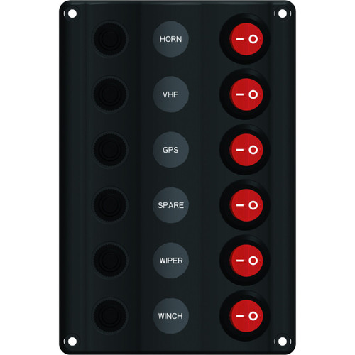 Wave Design Switch Panel with Circuit Breaker - 6 Switches