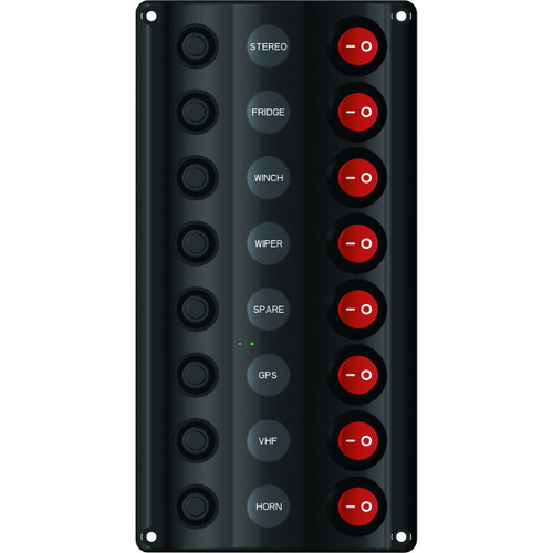 Wave Design Switch Panel with Circuit Breaker - 8 Switches