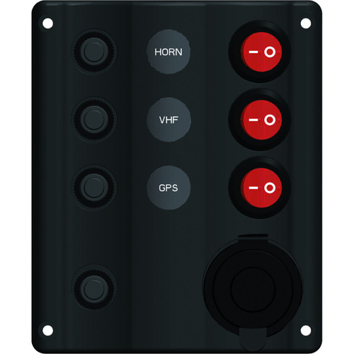 Switch Panel with Circuit Breaker & Cig Socket - 3 Switch