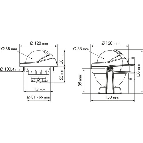 Offshore 95 Powerboat Compass Black, Flush, Conical