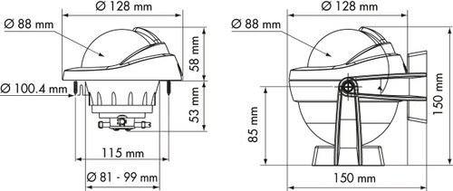 Offshore 95 Powerboat Compass White, Flush Mount, Flat Card