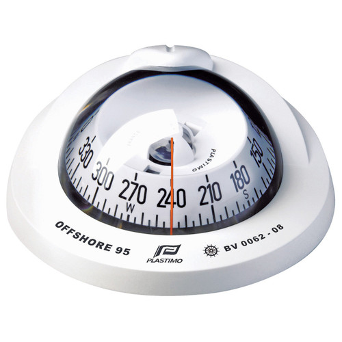 Offshore 95 Powerboat Compass White, Flush Mount, Conical Card