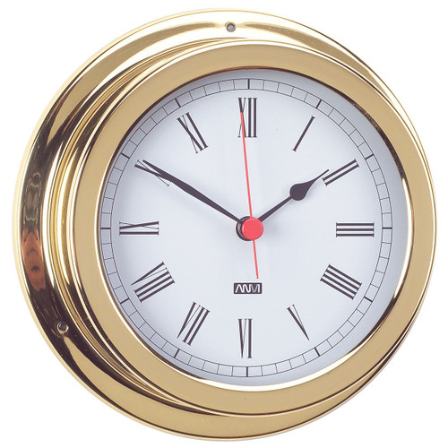 Clock 120mm Polished Brass with Roman numerals