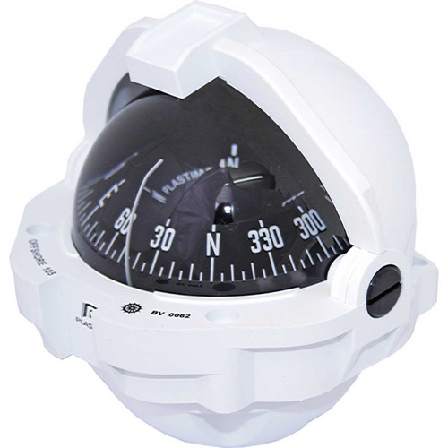 Offshore 105 Powerboat Compass White, Flush Mount, Conical Black Card RWB8039