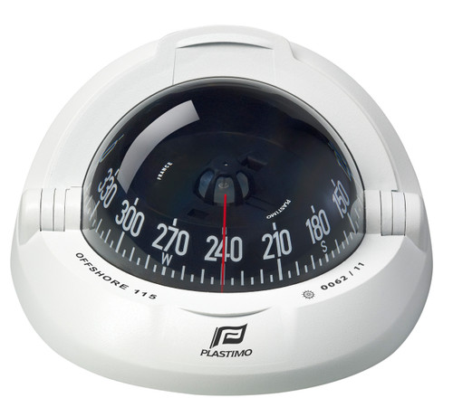 Offshore 115 Powerboat Compass White, Flush Mount, Conical Card